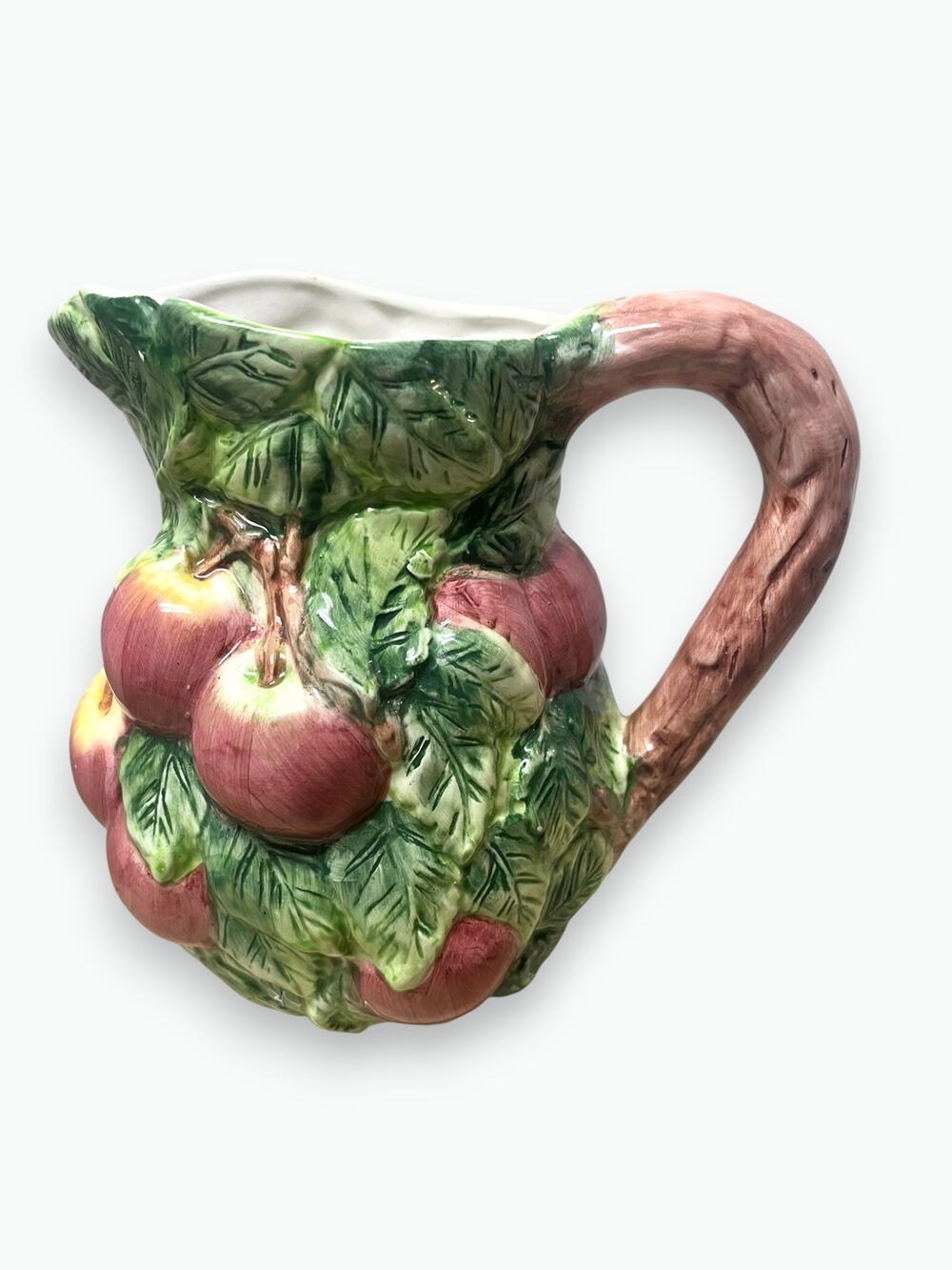 Vintage World Bazaar Corsica 7.5" Tall Ceramic Pitcher 3D Apples